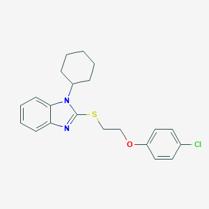 molecular formula C21H23ClN2OS B498811 1-Chloro-4-[2-(1-cyclohexylbenzimidazol-2-ylthio)ethoxy]benzene 