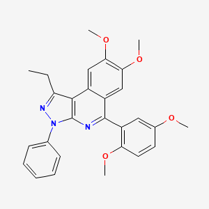 molecular formula C28H27N3O4 B4988129 5-(2,5-dimethoxyphenyl)-1-ethyl-7,8-dimethoxy-3-phenyl-3H-pyrazolo[3,4-c]isoquinoline 