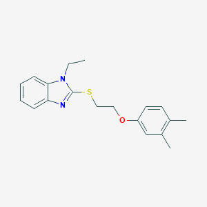 molecular formula C19H22N2OS B498814 Benzimidazole, 1-ethyl-2-[2-(3,4-dimethylphenoxy)ethylthio]- 
