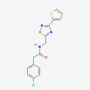 molecular formula C15H12ClN3O2S B4988144 2-(4-chlorophenyl)-N-{[3-(2-thienyl)-1,2,4-oxadiazol-5-yl]methyl}acetamide 
