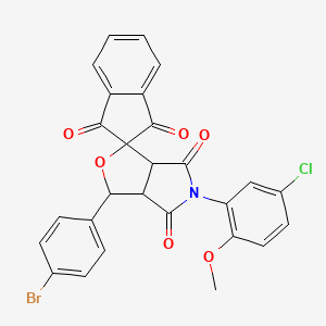 3-(4-bromophenyl)-5-(5-chloro-2-methoxyphenyl)-3a,6a-dihydrospiro[furo[3,4-c]pyrrole-1,2'-indene]-1',3',4,6(3H,5H)-tetrone