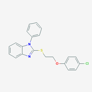 molecular formula C21H17ClN2OS B498815 2-{[2-(4-chlorophenoxy)ethyl]sulfanyl}-1-phenyl-1H-benzimidazole 