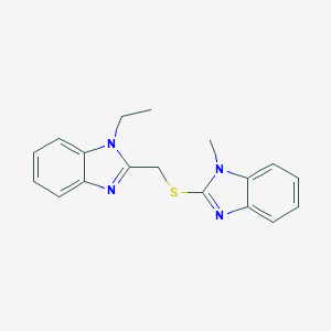 molecular formula C18H18N4S B498816 1-Ethyl-2-[[(1-methyl-2-benzimidazolyl)thio]methyl]benzimidazole 