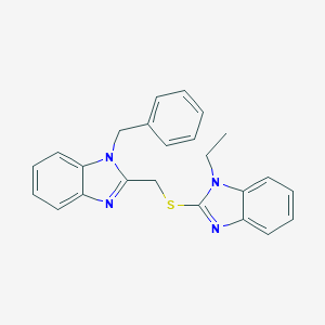 molecular formula C24H22N4S B498818 (1-benzyl-1H-benzimidazol-2-yl)methyl 1-ethyl-1H-benzimidazol-2-yl sulfide 