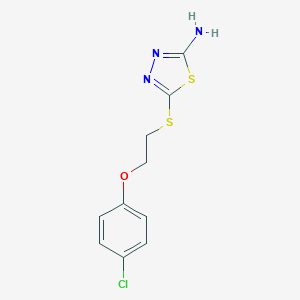 molecular formula C10H10ClN3OS2 B498823 5-{[2-(4-Chlorophenoxy)ethyl]sulfanyl}-1,3,4-thiadiazol-2-amine 