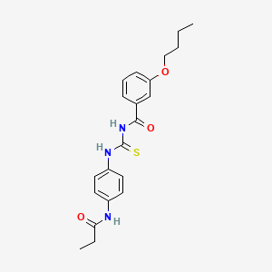 molecular formula C21H25N3O3S B4988233 3-butoxy-N-({[4-(propionylamino)phenyl]amino}carbonothioyl)benzamide 