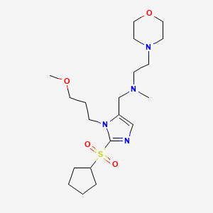molecular formula C20H36N4O4S B4988250 N-{[2-(cyclopentylsulfonyl)-1-(3-methoxypropyl)-1H-imidazol-5-yl]methyl}-N-methyl-2-(4-morpholinyl)ethanamine 