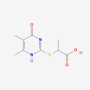 molecular formula C9H12N2O3S B498830 2-(5,6-Dimethyl-4-oxo-1,4-dihydro-pyrimidin-2-yl-sulfanyl)-propionic acid CAS No. 510734-66-4