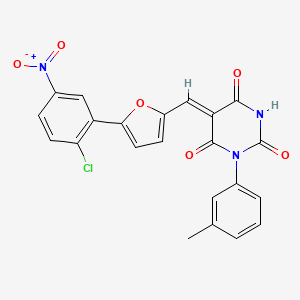 molecular formula C22H14ClN3O6 B4988317 5-{[5-(2-chloro-5-nitrophenyl)-2-furyl]methylene}-1-(3-methylphenyl)-2,4,6(1H,3H,5H)-pyrimidinetrione 