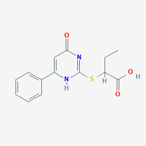 molecular formula C14H14N2O3S B498832 2-[(4-oxo-6-phenyl-1H-pyrimidin-2-yl)sulfanyl]butanoic acid 