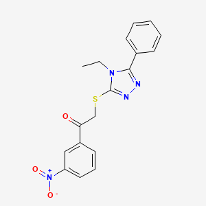 molecular formula C18H16N4O3S B4988328 2-[(4-ethyl-5-phenyl-4H-1,2,4-triazol-3-yl)thio]-1-(3-nitrophenyl)ethanone 