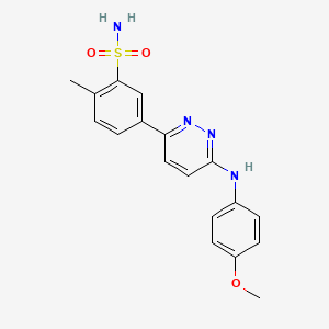 molecular formula C18H18N4O3S B4988329 5-{6-[(4-methoxyphenyl)amino]-3-pyridazinyl}-2-methylbenzenesulfonamide 