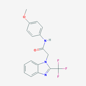 molecular formula C17H14F3N3O2 B498835 N-(4-methoxyphenyl)-2-[2-(trifluoromethyl)-1H-benzimidazol-1-yl]acetamide CAS No. 478030-69-2