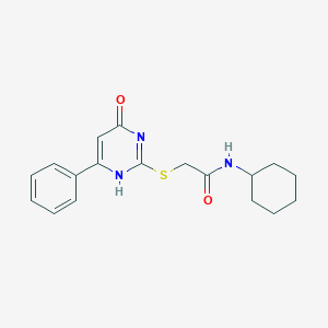 molecular formula C18H21N3O2S B498838 N-cyclohexyl-2-[(4-oxo-6-phenyl-1H-pyrimidin-2-yl)sulfanyl]acetamide 