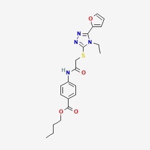 molecular formula C21H24N4O4S B4988381 butyl 4-[({[4-ethyl-5-(2-furyl)-4H-1,2,4-triazol-3-yl]thio}acetyl)amino]benzoate 
