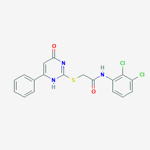 molecular formula C18H13Cl2N3O2S B498842 N-(2,3-dichlorophenyl)-2-[(4-oxo-6-phenyl-1H-pyrimidin-2-yl)sulfanyl]acetamide 