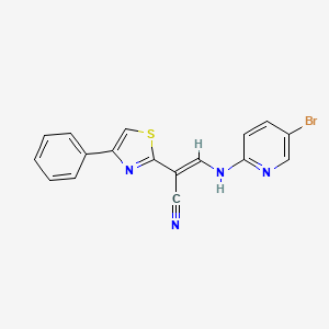 molecular formula C17H11BrN4S B4988424 3-[(5-bromo-2-pyridinyl)amino]-2-(4-phenyl-1,3-thiazol-2-yl)acrylonitrile 