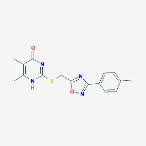 molecular formula C16H16N4O2S B498843 5,6-dimethyl-2-[[3-(4-methylphenyl)-1,2,4-oxadiazol-5-yl]methylsulfanyl]-1H-pyrimidin-4-one 