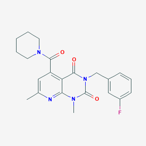 molecular formula C22H23FN4O3 B4988438 3-(3-fluorobenzyl)-1,7-dimethyl-5-(1-piperidinylcarbonyl)pyrido[2,3-d]pyrimidine-2,4(1H,3H)-dione 