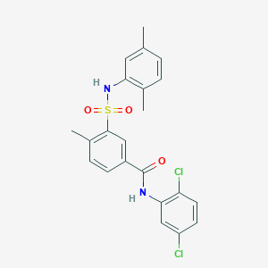 molecular formula C22H20Cl2N2O3S B4988487 N-(2,5-dichlorophenyl)-3-{[(2,5-dimethylphenyl)amino]sulfonyl}-4-methylbenzamide 