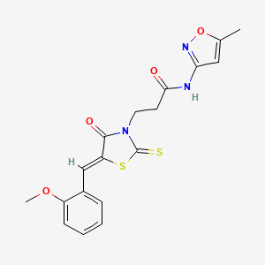 molecular formula C18H17N3O4S2 B4988503 3-[5-(2-methoxybenzylidene)-4-oxo-2-thioxo-1,3-thiazolidin-3-yl]-N-(5-methyl-3-isoxazolyl)propanamide 