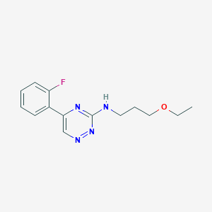 molecular formula C14H17FN4O B4988512 N-(3-ethoxypropyl)-5-(2-fluorophenyl)-1,2,4-triazin-3-amine 