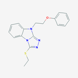 molecular formula C18H18N4OS B498853 3-(ethylthio)-9-(2-phenoxyethyl)-9H-[1,2,4]triazolo[4,3-a]benzimidazole 