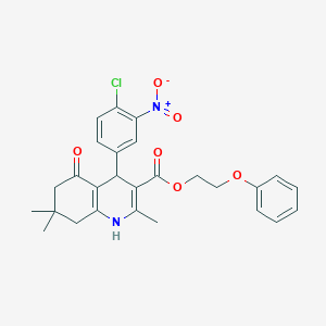 molecular formula C27H27ClN2O6 B4988534 2-phenoxyethyl 4-(4-chloro-3-nitrophenyl)-2,7,7-trimethyl-5-oxo-1,4,5,6,7,8-hexahydro-3-quinolinecarboxylate 