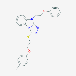 molecular formula C25H24N4O2S B498854 3-{[2-(4-methylphenoxy)ethyl]sulfanyl}-9-(2-phenoxyethyl)-9H-[1,2,4]triazolo[4,3-a]benzimidazole 