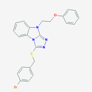 molecular formula C23H19BrN4OS B498856 3-[(4-bromobenzyl)thio]-9-(2-phenoxyethyl)-9H-[1,2,4]triazolo[4,3-a]benzimidazole 