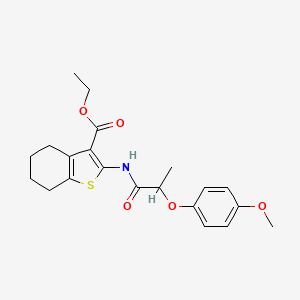 molecular formula C21H25NO5S B4988562 ethyl 2-{[2-(4-methoxyphenoxy)propanoyl]amino}-4,5,6,7-tetrahydro-1-benzothiophene-3-carboxylate 