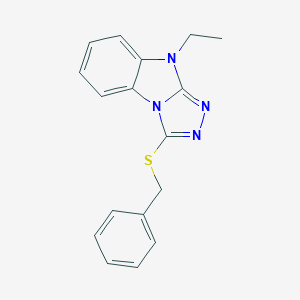 molecular formula C17H16N4S B498858 3-(benzylthio)-9-ethyl-9H-[1,2,4]triazolo[4,3-a]benzimidazole 