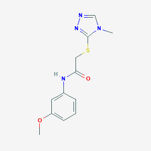 molecular formula C12H14N4O2S B498860 N-(3-methoxyphenyl)-2-[(4-methyl-4H-1,2,4-triazol-3-yl)sulfanyl]acetamide 