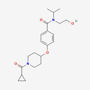 molecular formula C21H30N2O4 B4988639 4-{[1-(cyclopropylcarbonyl)-4-piperidinyl]oxy}-N-(2-hydroxyethyl)-N-isopropylbenzamide 