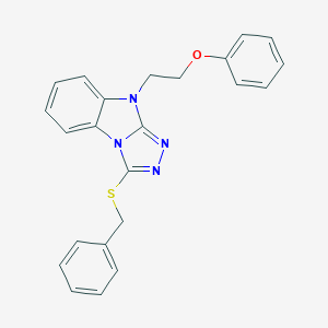 molecular formula C23H20N4OS B498864 3-(benzylthio)-9-(2-phenoxyethyl)-9H-[1,2,4]triazolo[4,3-a]benzimidazole 