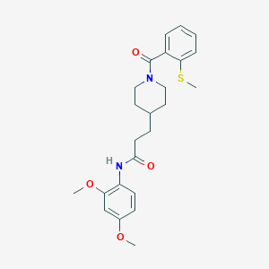 molecular formula C24H30N2O4S B4988646 N-(2,4-dimethoxyphenyl)-3-{1-[2-(methylthio)benzoyl]-4-piperidinyl}propanamide 