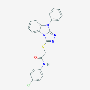 molecular formula C22H16ClN5OS B498868 N-(4-chlorophenyl)-2-[(9-phenyl-9H-[1,2,4]triazolo[4,3-a]benzimidazol-3-yl)sulfanyl]acetamide 