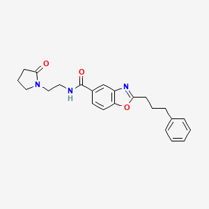 molecular formula C23H25N3O3 B4988685 N-[2-(2-oxo-1-pyrrolidinyl)ethyl]-2-(3-phenylpropyl)-1,3-benzoxazole-5-carboxamide 