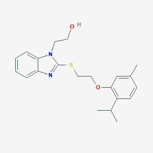 molecular formula C21H26N2O2S B498870 2-(2-{[2-(2-isopropyl-5-methylphenoxy)ethyl]sulfanyl}-1H-benzimidazol-1-yl)ethanol 