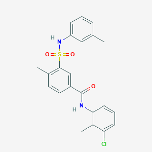molecular formula C22H21ClN2O3S B4988708 N-(3-chloro-2-methylphenyl)-4-methyl-3-{[(3-methylphenyl)amino]sulfonyl}benzamide 