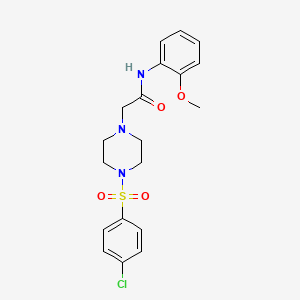 molecular formula C19H22ClN3O4S B4988743 2-{4-[(4-chlorophenyl)sulfonyl]-1-piperazinyl}-N-(2-methoxyphenyl)acetamide 