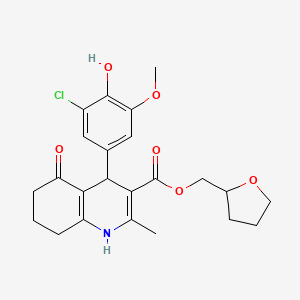 molecular formula C23H26ClNO6 B4988752 tetrahydro-2-furanylmethyl 4-(3-chloro-4-hydroxy-5-methoxyphenyl)-2-methyl-5-oxo-1,4,5,6,7,8-hexahydro-3-quinolinecarboxylate 