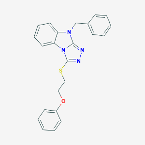 molecular formula C23H20N4OS B498876 9-benzyl-3-[(2-phenoxyethyl)thio]-9H-[1,2,4]triazolo[4,3-a]benzimidazole 