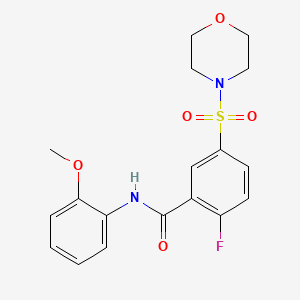 molecular formula C18H19FN2O5S B4988768 2-fluoro-N-(2-methoxyphenyl)-5-(4-morpholinylsulfonyl)benzamide 