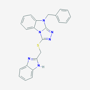 molecular formula C23H18N6S B498878 1H-benzimidazol-2-ylmethyl 9-benzyl-9H-[1,2,4]triazolo[4,3-a]benzimidazol-3-yl sulfide 