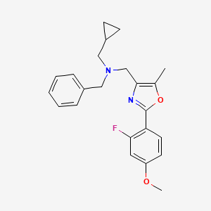 molecular formula C23H25FN2O2 B4988787 N-benzyl-1-cyclopropyl-N-{[2-(2-fluoro-4-methoxyphenyl)-5-methyl-1,3-oxazol-4-yl]methyl}methanamine 