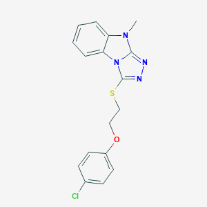 molecular formula C17H15ClN4OS B498881 3-{[2-(4-chlorophenoxy)ethyl]sulfanyl}-9-methyl-9H-[1,2,4]triazolo[4,3-a]benzimidazole 