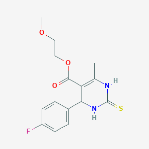 molecular formula C15H17FN2O3S B4988820 2-methoxyethyl 4-(4-fluorophenyl)-6-methyl-2-thioxo-1,2,3,4-tetrahydro-5-pyrimidinecarboxylate 