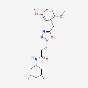 molecular formula C24H35N3O4 B4988904 3-[5-(2,5-dimethoxybenzyl)-1,3,4-oxadiazol-2-yl]-N-(3,3,5,5-tetramethylcyclohexyl)propanamide 