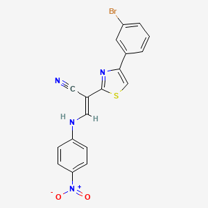 molecular formula C18H11BrN4O2S B4988921 2-[4-(3-bromophenyl)-1,3-thiazol-2-yl]-3-[(4-nitrophenyl)amino]acrylonitrile 